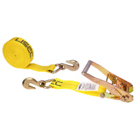 2" x 27' Ratchet Strap with Grab Hooks | Yellow
