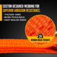 2" x 12' Ratchet Strap with Long Wire / Double J-Hooks | Orange