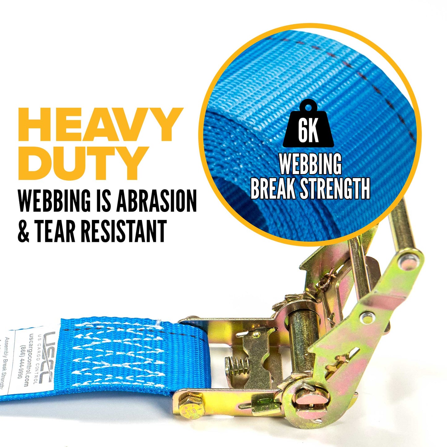 2" x 20' Ratchet Strap with Plate Trailer F-Hooks | Blue