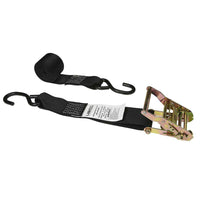 2" x 8' Ratchet Strap with Vinyl Coated S-Hooks | Black