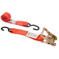 2" x 8' Ratchet Strap with Vinyl Coated S-Hooks | Red