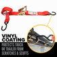 2" x 8' Ratchet Strap with Vinyl Coated S-Hooks | Red