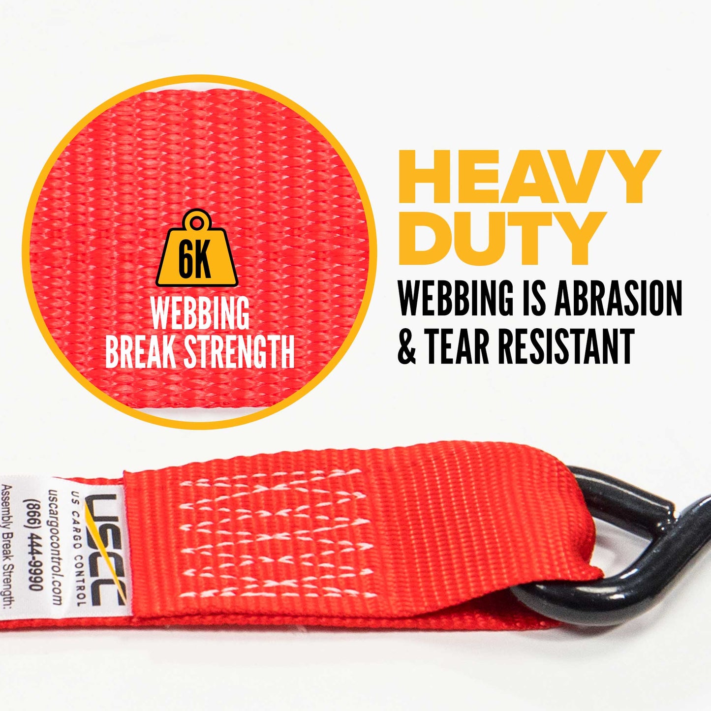 2" x 8' Ratchet Strap with Vinyl Coated S-Hooks | Red