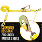 2" x 20' Ratchet Strap with Twisted Flat Snap Hooks | Yellow