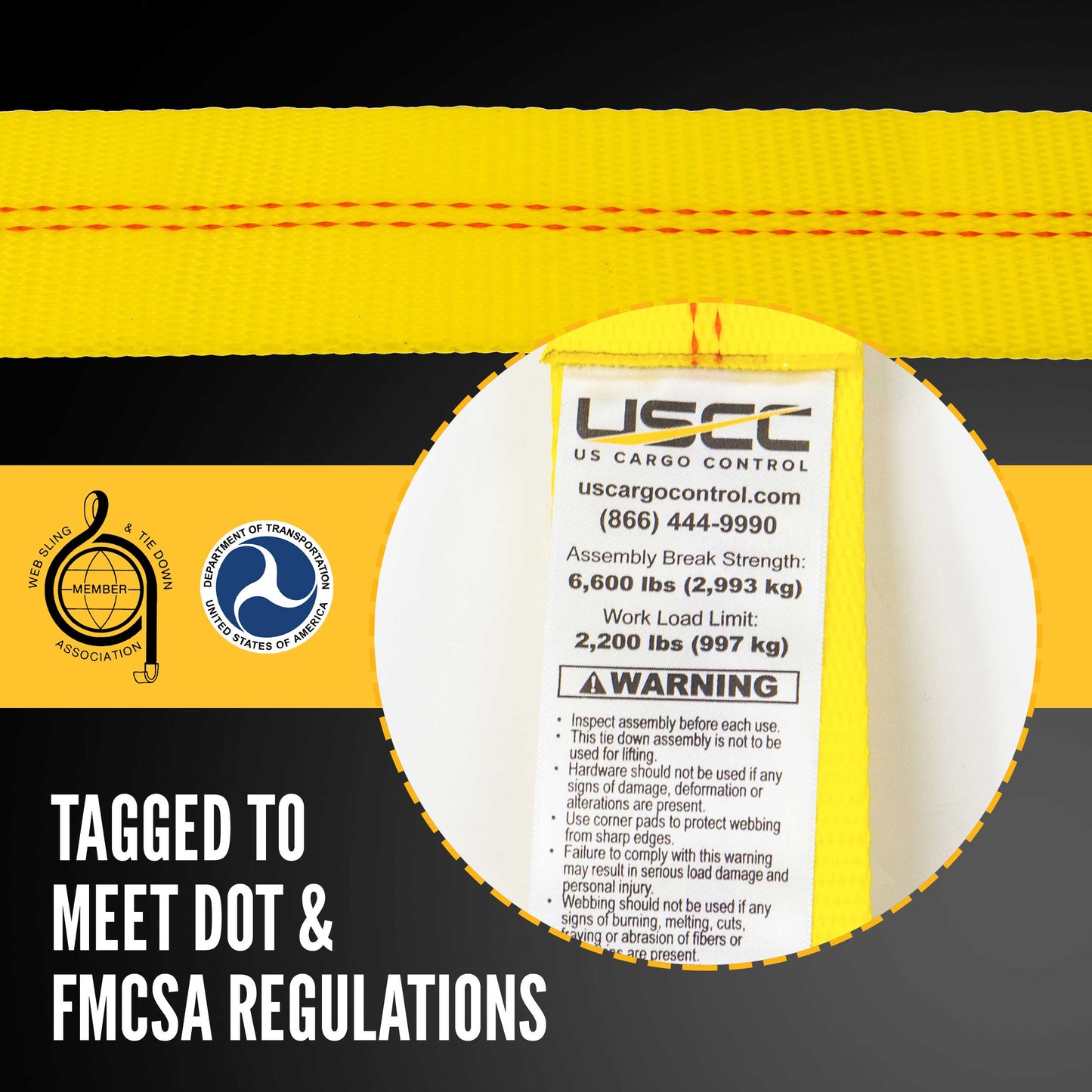 2" x 20' Ratchet Strap with Twisted Flat Snap Hooks | Yellow