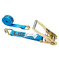 2" x 50' Ratchet Strap with Wire / Double J Hooks | Blue
