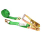 2" x 50' Ratchet Strap with Wire / Double J Hooks | Green