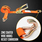 2" x 12' Ratchet Strap with Wire / Double J Hooks | Orange | 4-Pack