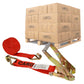 2" x 12' Ratchet Strap with Wire / Double J Hooks | Red | 320-Pack (Pallet)