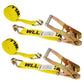2" x 24' Ratchet Strap with Wire / Double J Hooks | Yellow | 2-Pack