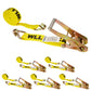 2" x 50' Ratchet Strap with Wire / Double J Hooks | Yellow | 6-Pack