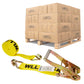 2" x 27' Ratchet Strap with Wire / Double J-Hooks | Yellow | 320-Pack (Pallet)