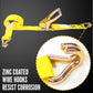 2" x 50' Ratchet Strap with Wire / Double J Hooks | Yellow | 192-Pack (Pallet)