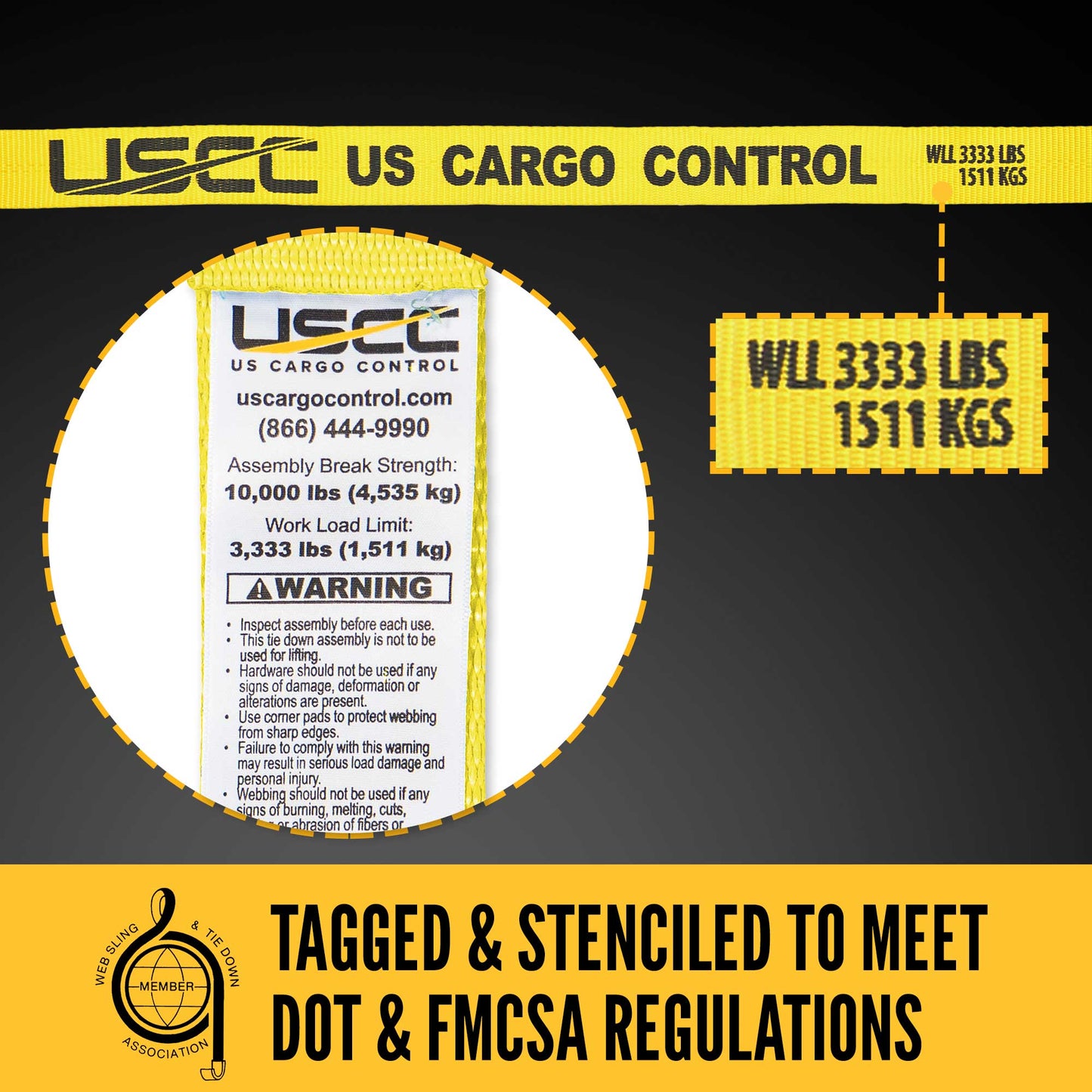 2" x 27' Ratchet Strap with Wire / Double J-Hooks | Yellow | 320-Pack (Pallet)
