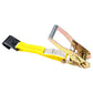 2" x 11" Replacement Ratchet Strap Fixed End - Ratchet / Flat Hook | Yellow