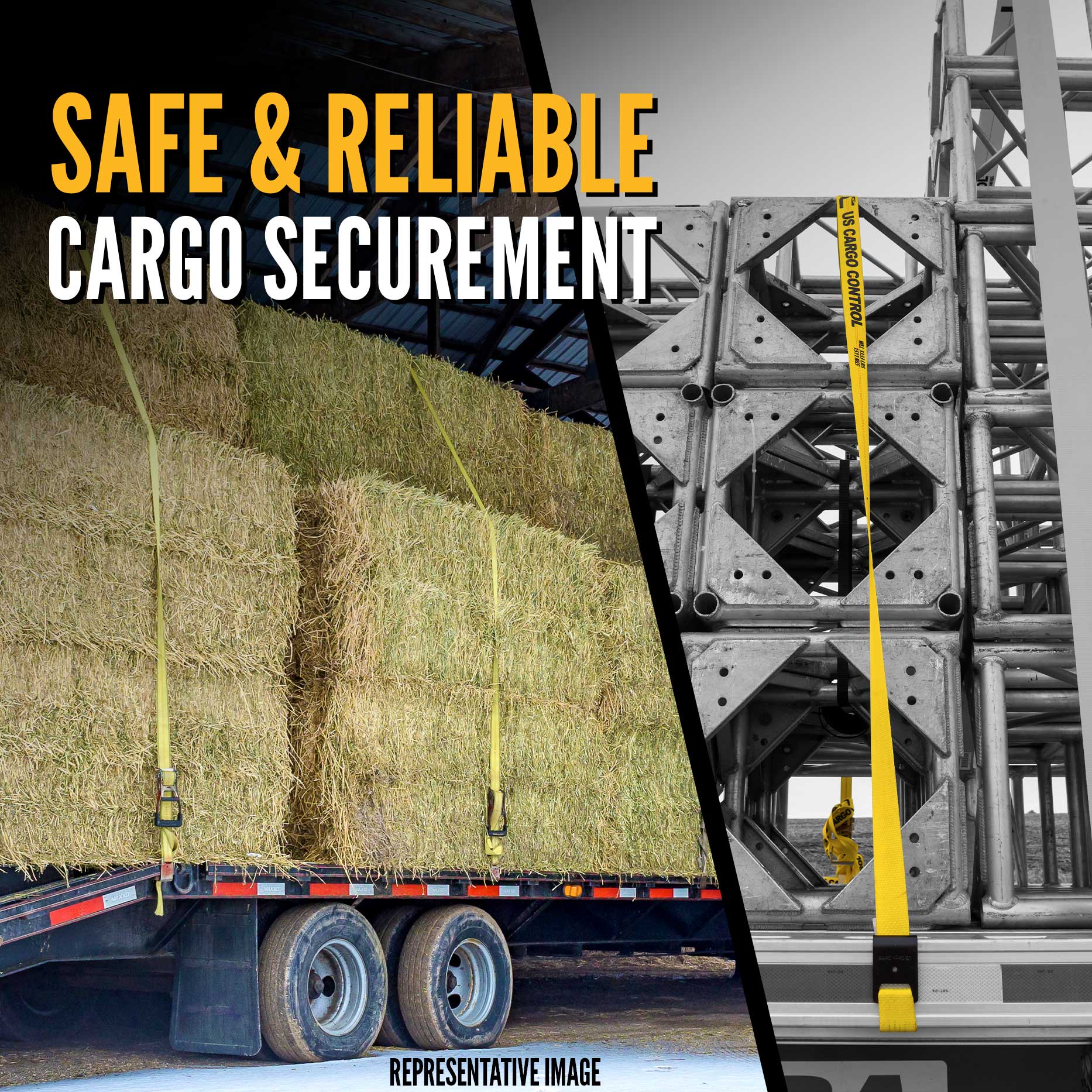 25' replacement for ratchet strap -  2" flat hook ratchet straps in use