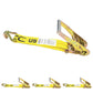 2" x 11" Replacement Ratchet Strap Fixed End - Ratchet / Wire Hook | Yellow | 4-Pack