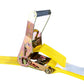 2" x 16' Ratchet Strap with Flat Snap Hooks & Wear Pads | Yellow