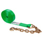 2" x 30' Winch Strap with Chain Extension | Green