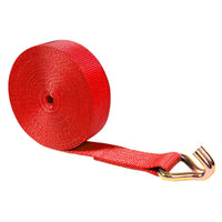 2" x 25" Winch Strap with Wire Hook | Red