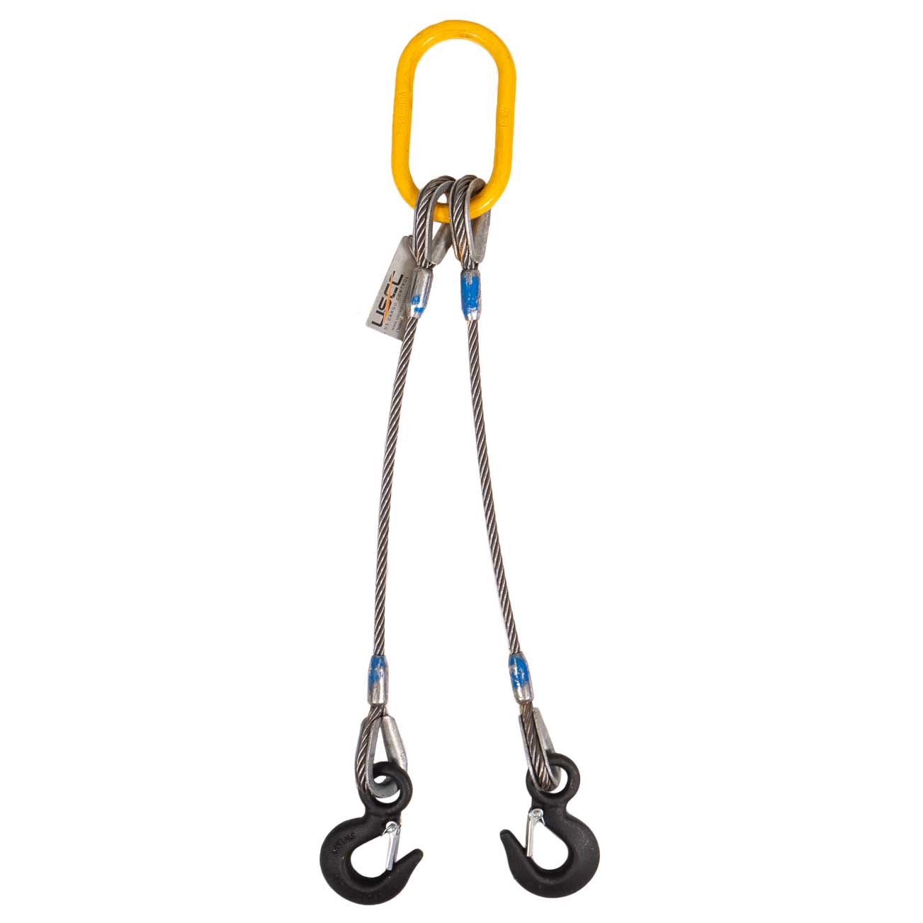 7/8" x 6' 2-Leg Wire Rope Bridle Sling with Eye Hooks