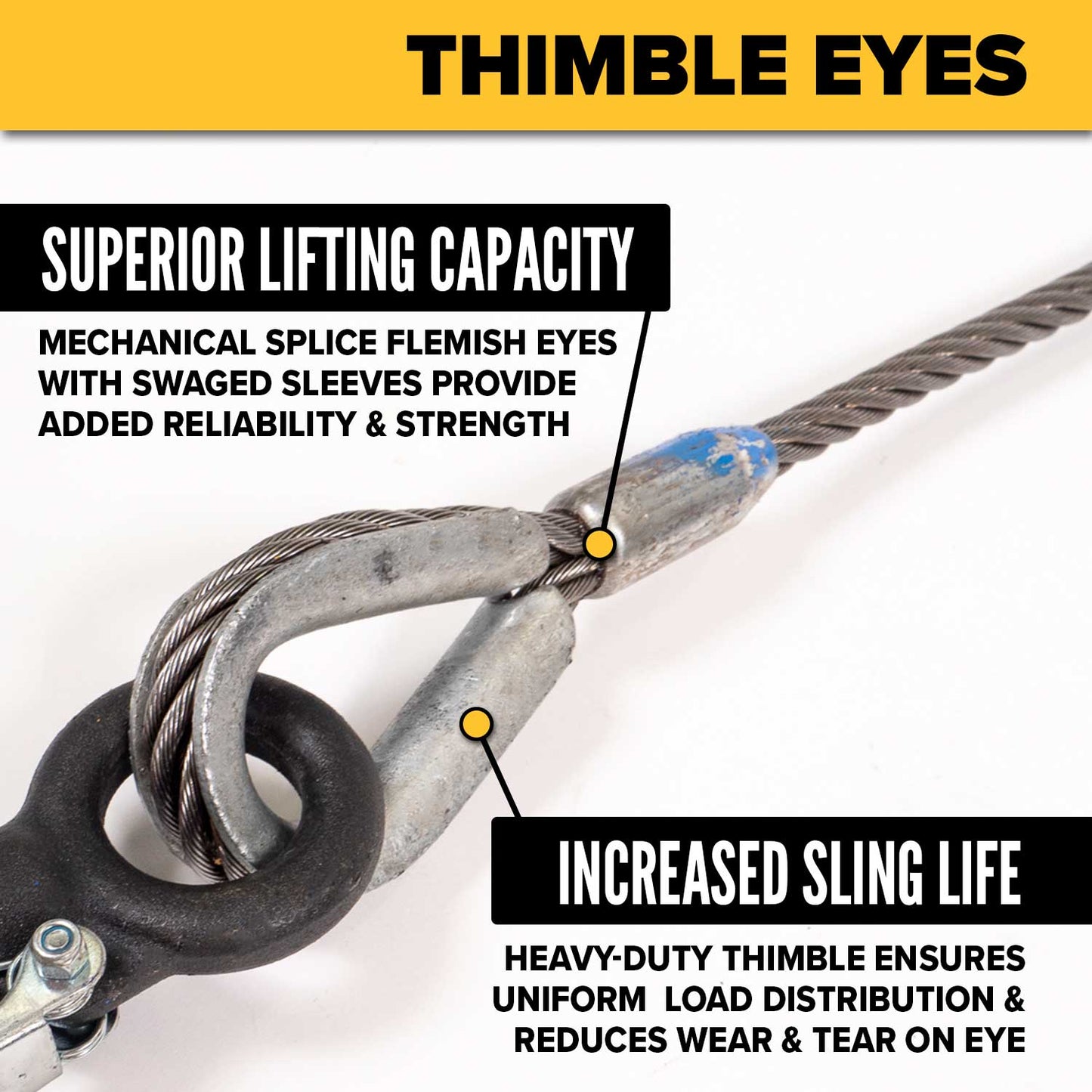 5/8" x 3' 2-Leg Wire Rope Bridle Sling with Eye Hooks