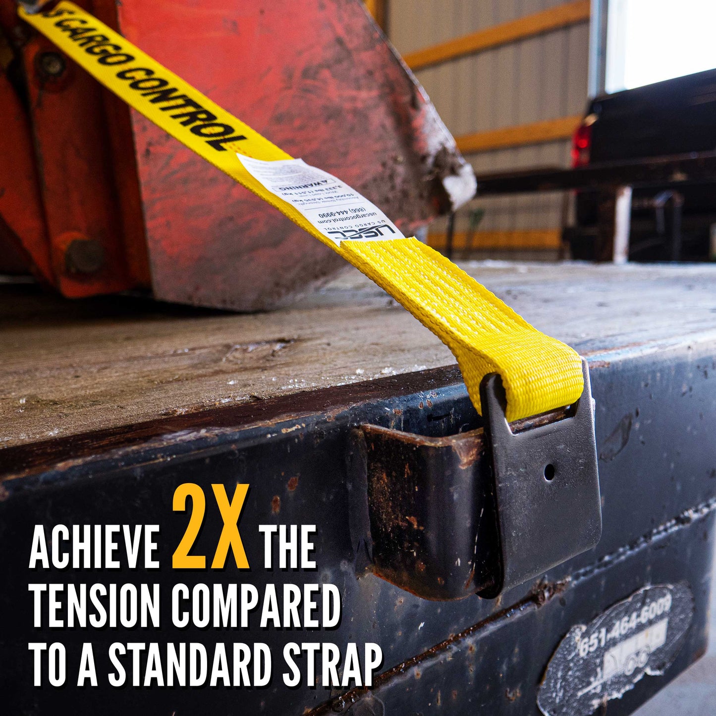 2" x 30' Gear-Driving Reverse-Action Ratchet Strap with Flat Hooks | Yellow | 2-Pack
