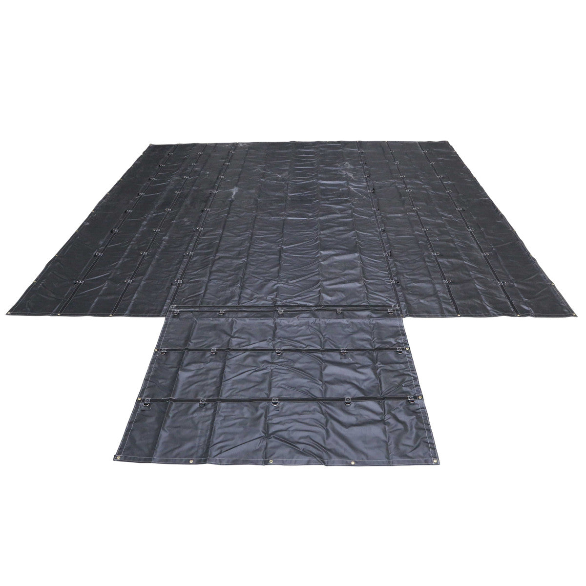 20' x 18' Heavy Duty Lumber Tarp | 6' Drop & Flap - 18 oz. Black Tarp