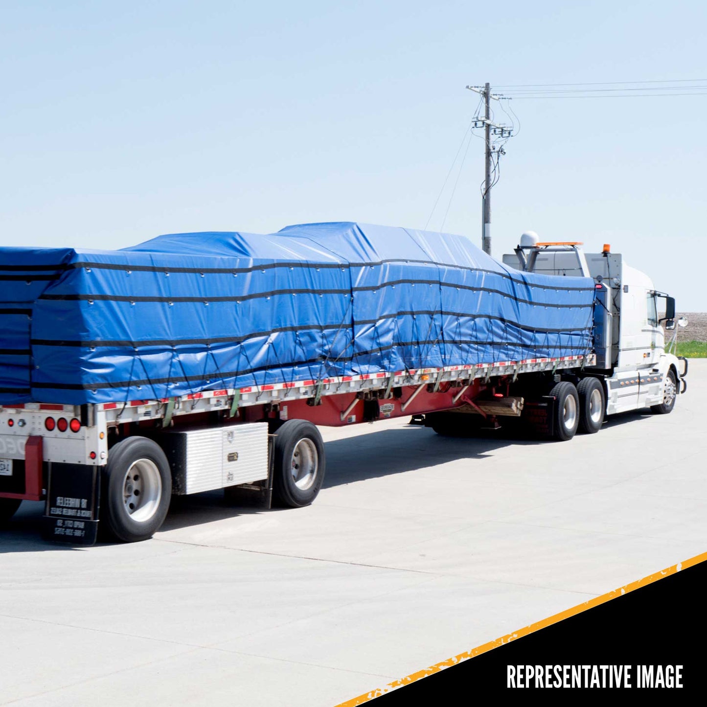 Lumber Tarp - 20' x 28' (6' Drop & Flap) - 14 oz./18 oz. Combo Blue Tarp