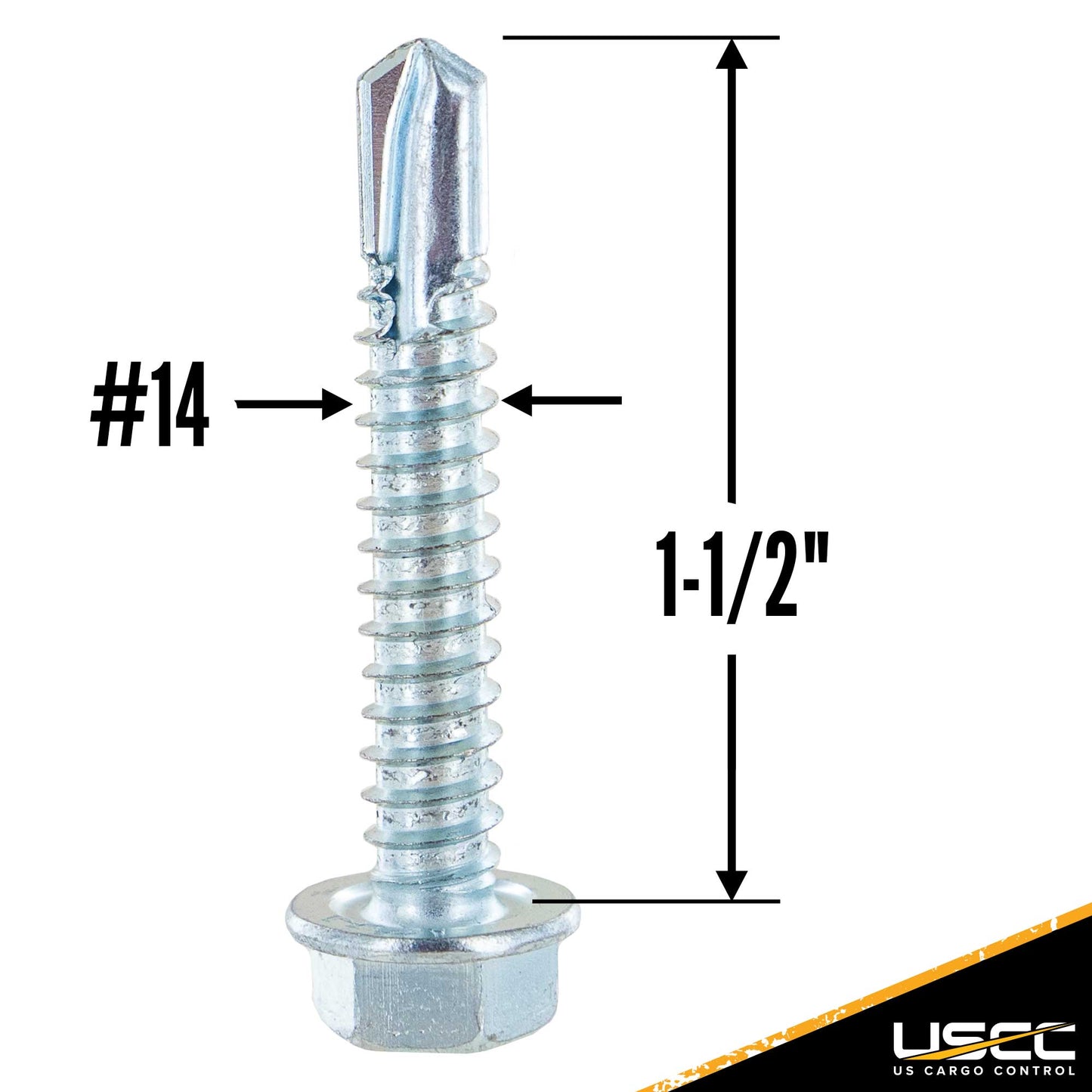 #14 1-1/2" E-Track Hex Screws w/ Self Drilling Tip (10 pk)