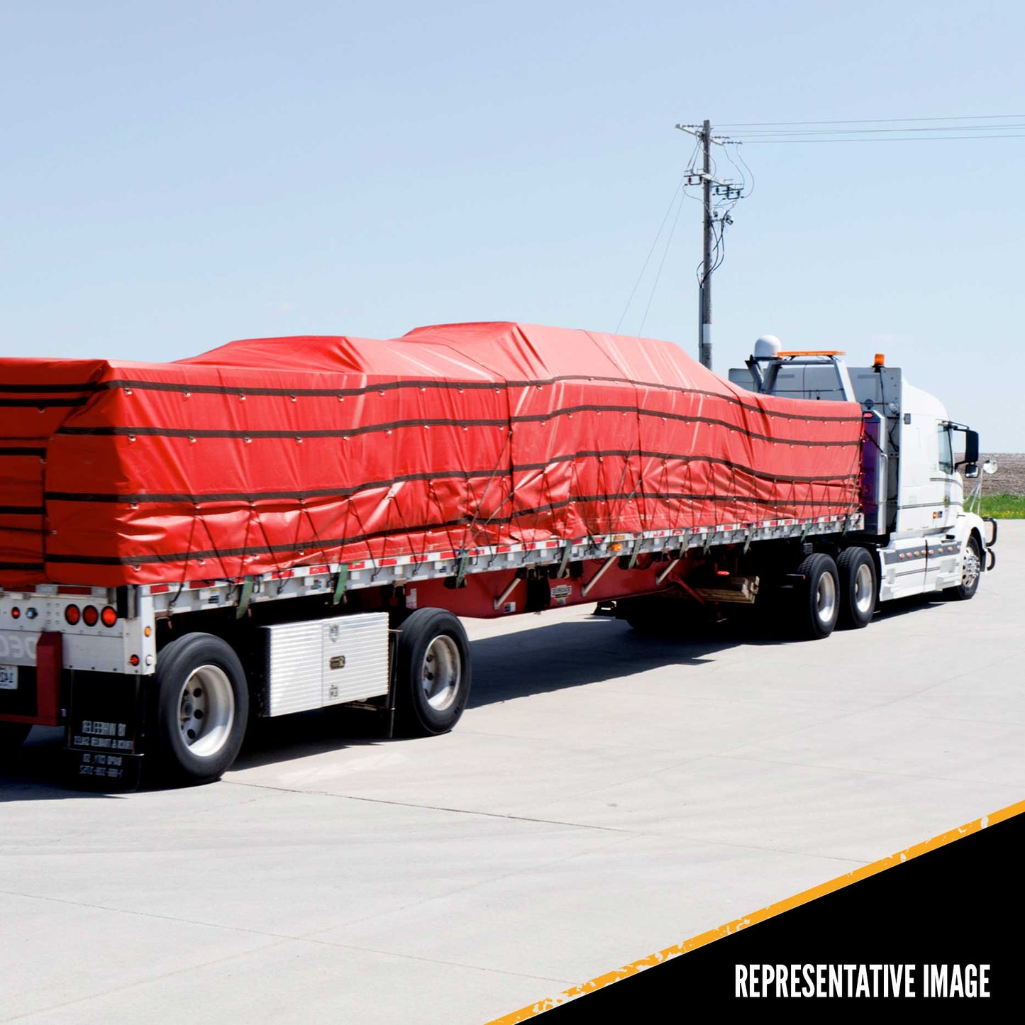 Lumber Tarp - 24' x 28' (8' Drop & Flap) - 14 oz./18 oz. Combo Red Tarp