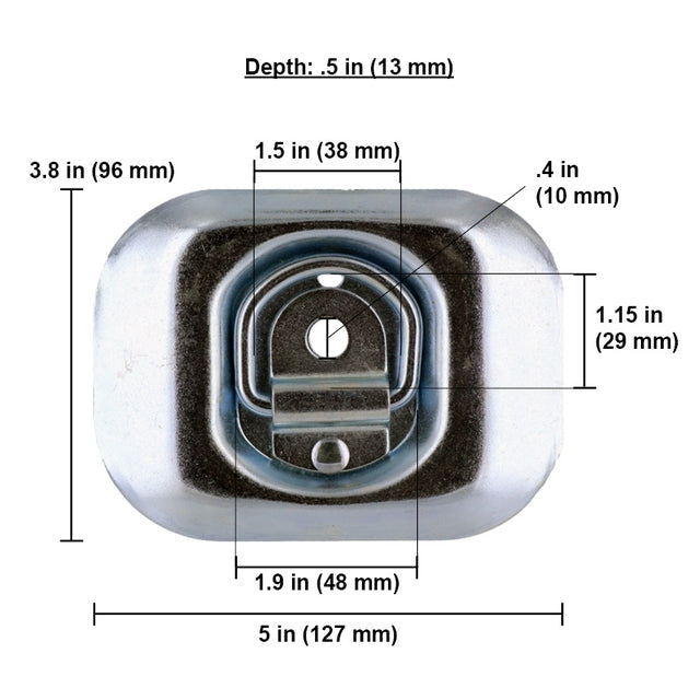 Bolt-On Flush-Mount D-Ring - Galvanized - 2,500 lbs. BS