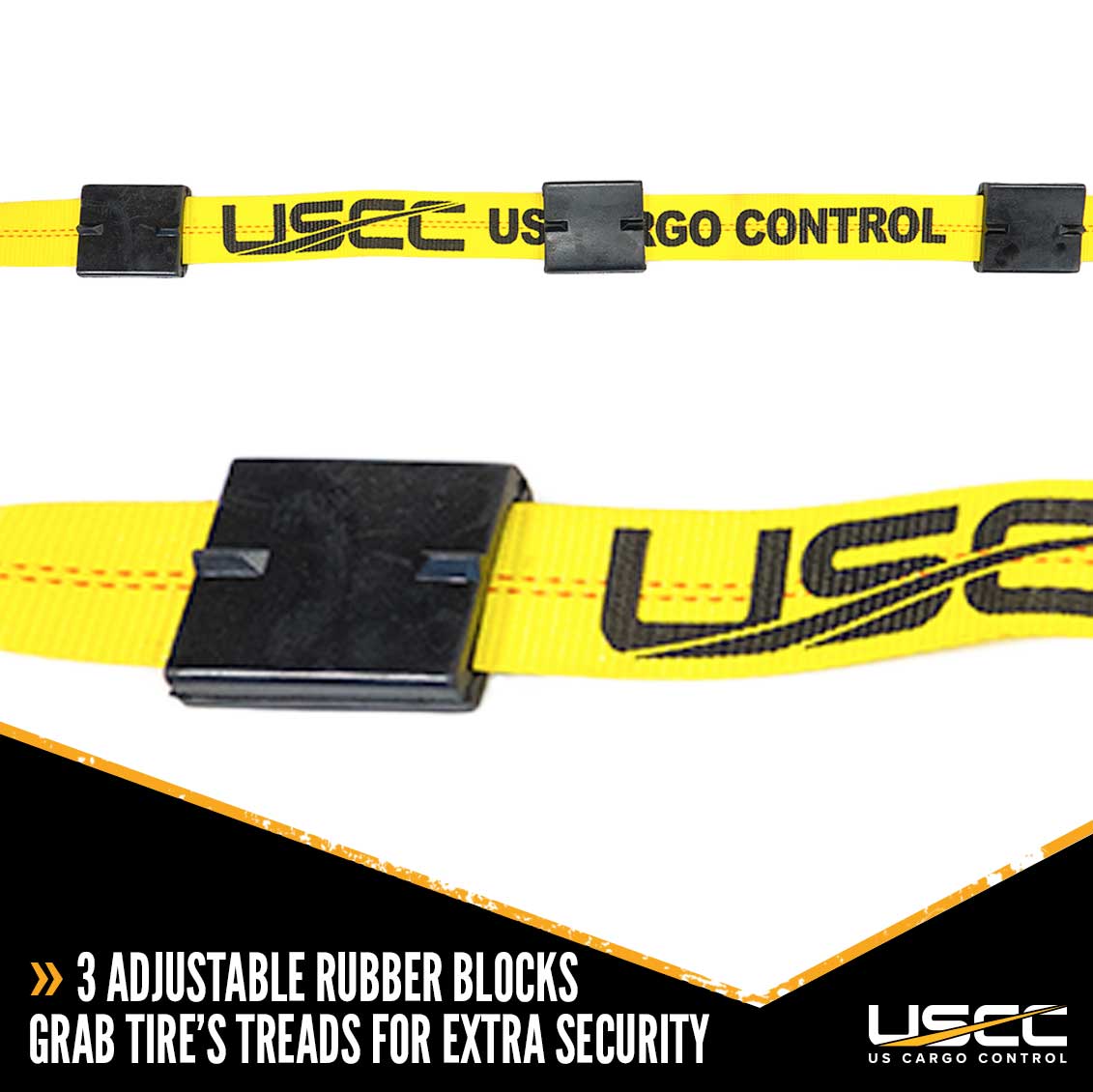 2" x 10' OEM Replacement Wheel Strap with 2 Wire Hooks and 3 Adjustable Rubber Cleats
