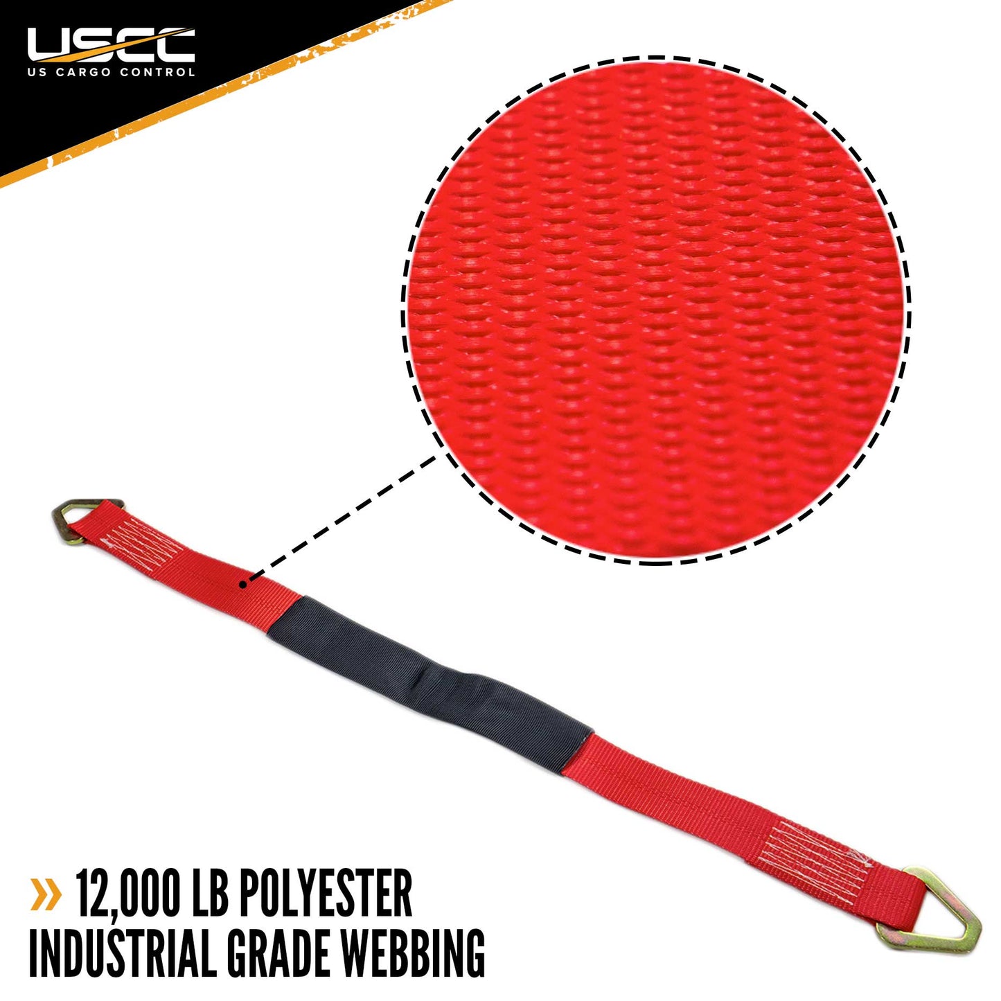 2" x 3' Red Axle Strap w/ 2" Stamped D-Rings