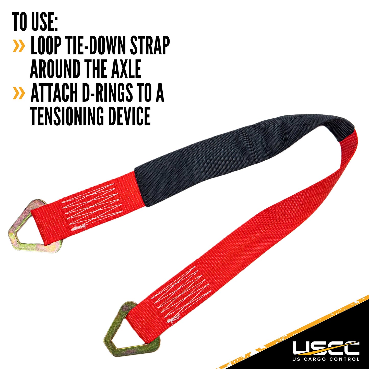 2" x 3' Red Axle Strap w/ 2" Stamped D-Rings