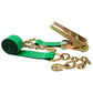 3" x 20' Ratchet Strap with Chain Extensions | Green