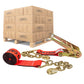 3" x 20' Ratchet Strap with Chain Extensions | Red | 108-Pack (Pallet)