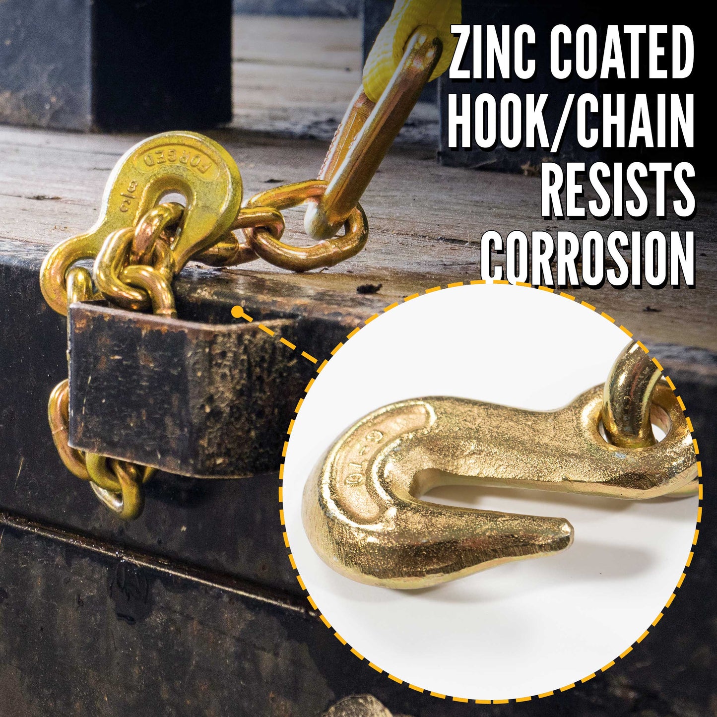 3" x 20' Ratchet Strap with Chain Extensions | Red | 4-Pack