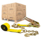 3" x 27' Ratchet Strap with Chain Extensions | Yellow | 108-Pack (Pallet)
