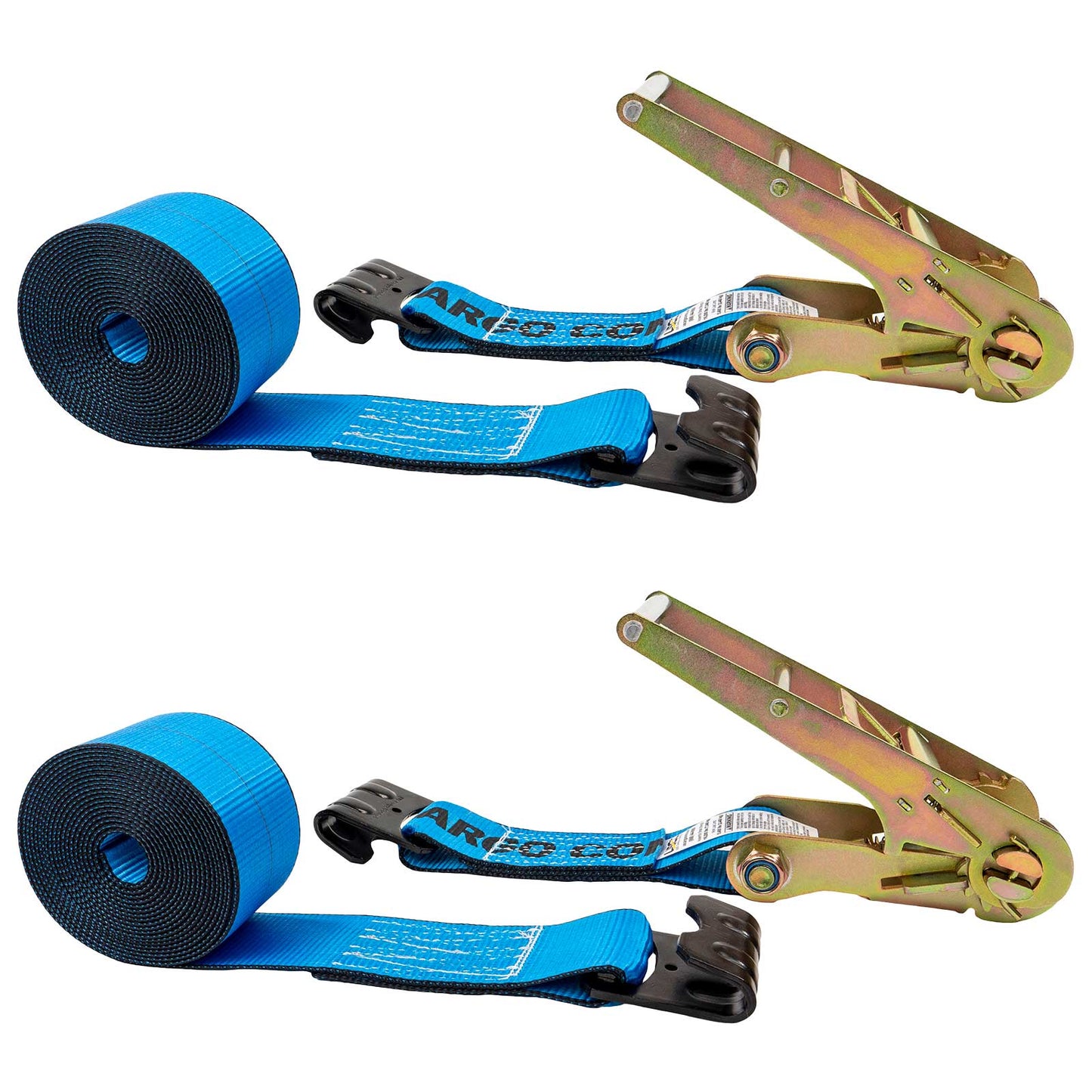3" x 20' Ratchet Strap with Flat Hooks | Blue | 2-Pack