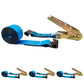3" x 30' Ratchet Strap with Flat Hooks | Blue | 4-Pack
