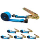 3" x 30' Ratchet Strap with Flat Hooks | Blue | 6-Pack
