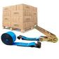3" x 20' Ratchet Strap with Flat Hooks | Blue | 108-Pack (Pallet)