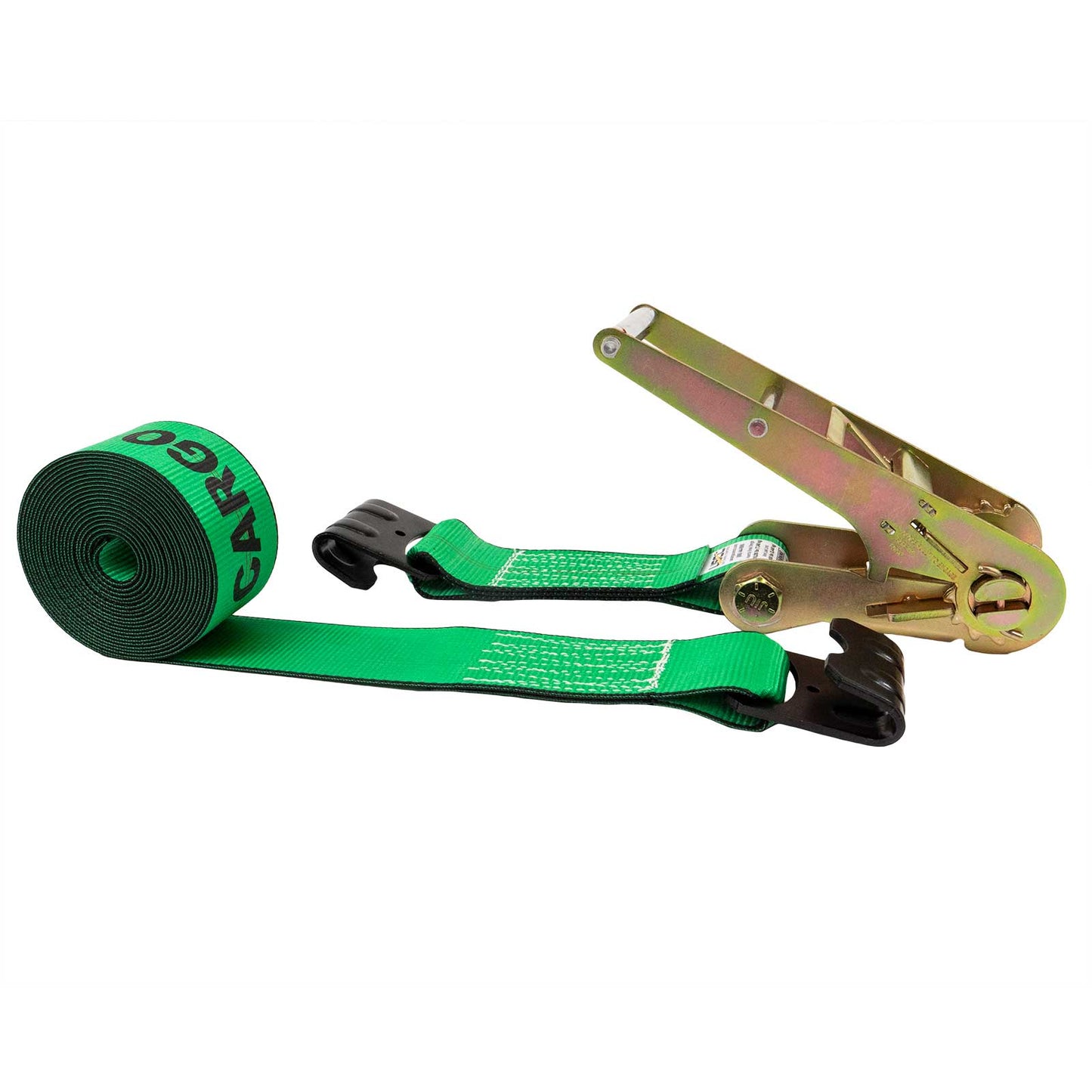 3" x 40' Ratchet Strap with Flat Hooks | Green