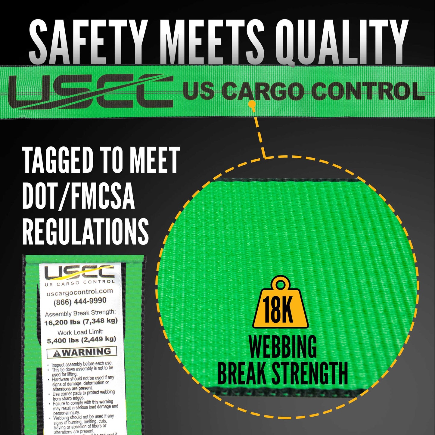 3" x 20' Ratchet Strap with Flat Hooks | Green