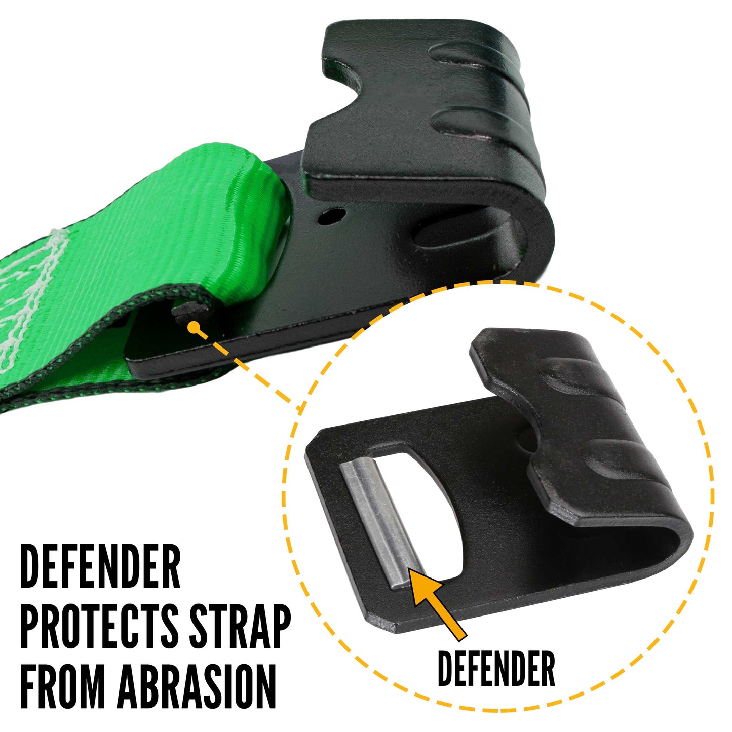 3" x 20' Ratchet Strap with Flat Hooks | Green
