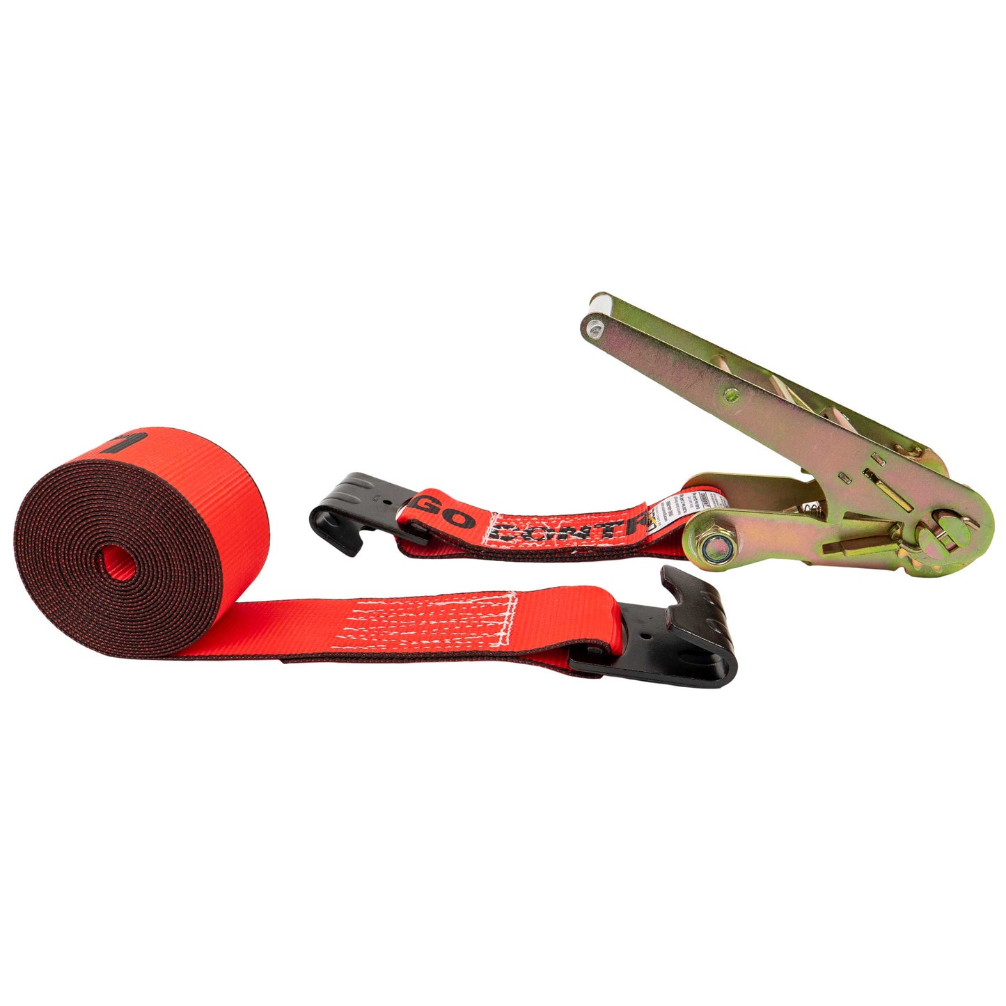 3" x 20' Ratchet Strap with Flat Hooks | Red