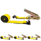 3" x 30' Ratchet Strap with Flat Hooks | Yellow | 4-Pack
