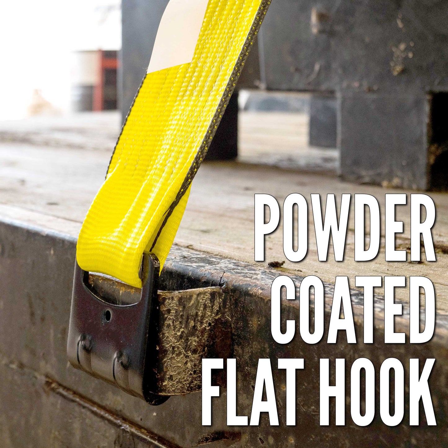 3" x 40' Ratchet Strap with Flat Hooks | Yellow | 4-Pack