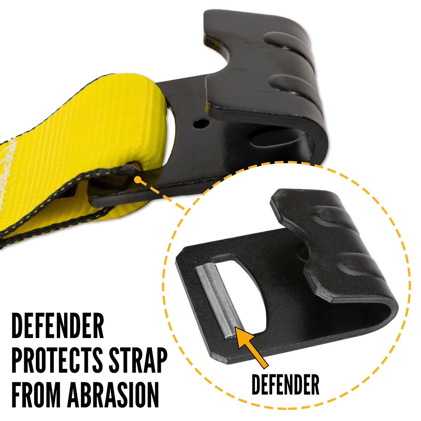 3" x 30' Ratchet Strap with Flat Hooks | Yellow | 10-Pack